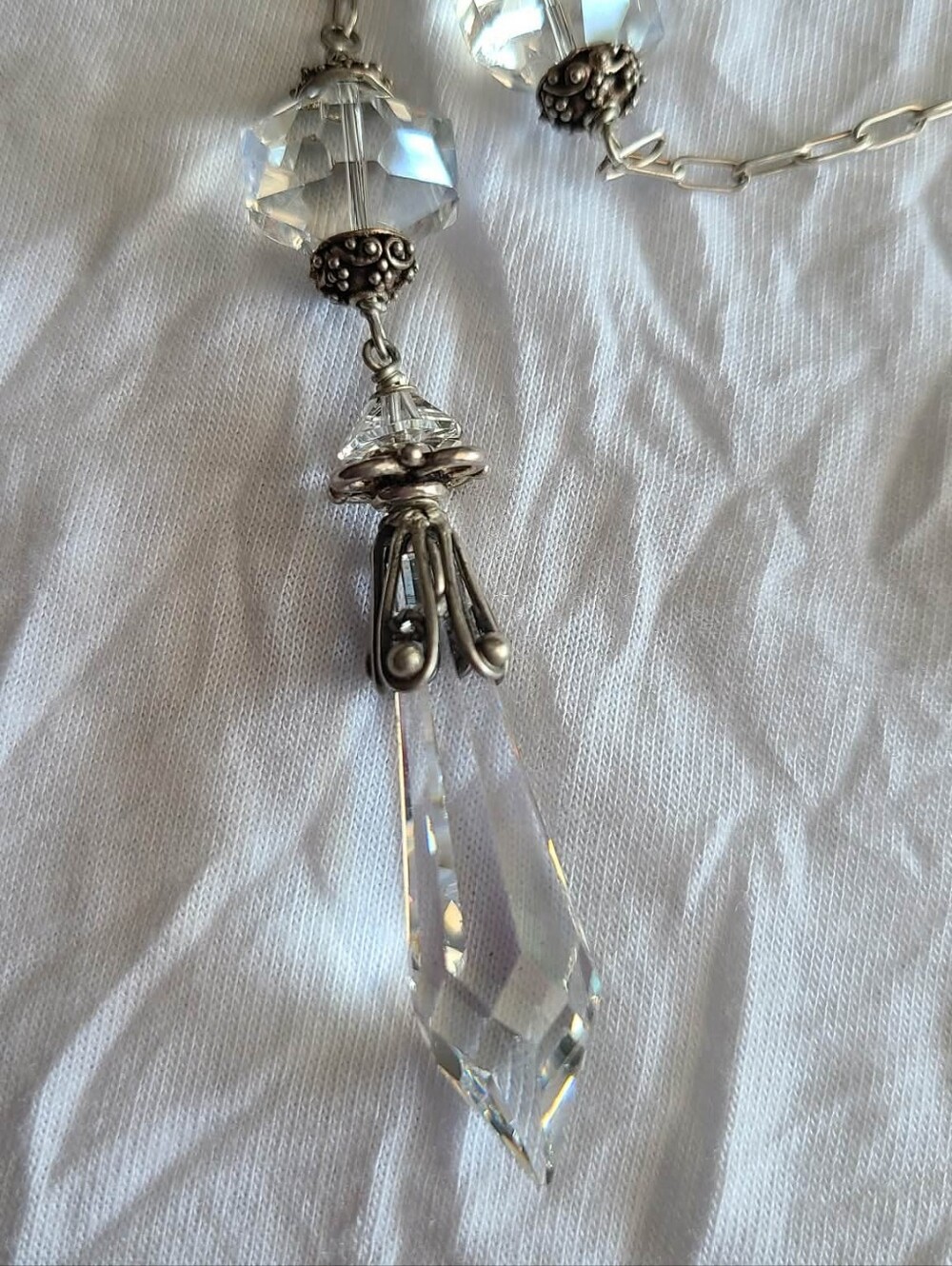 4 Handcrafted Clear Crystal and Silver Women's Necklace Set - Elegant Sparkle - Picture 2 of 6